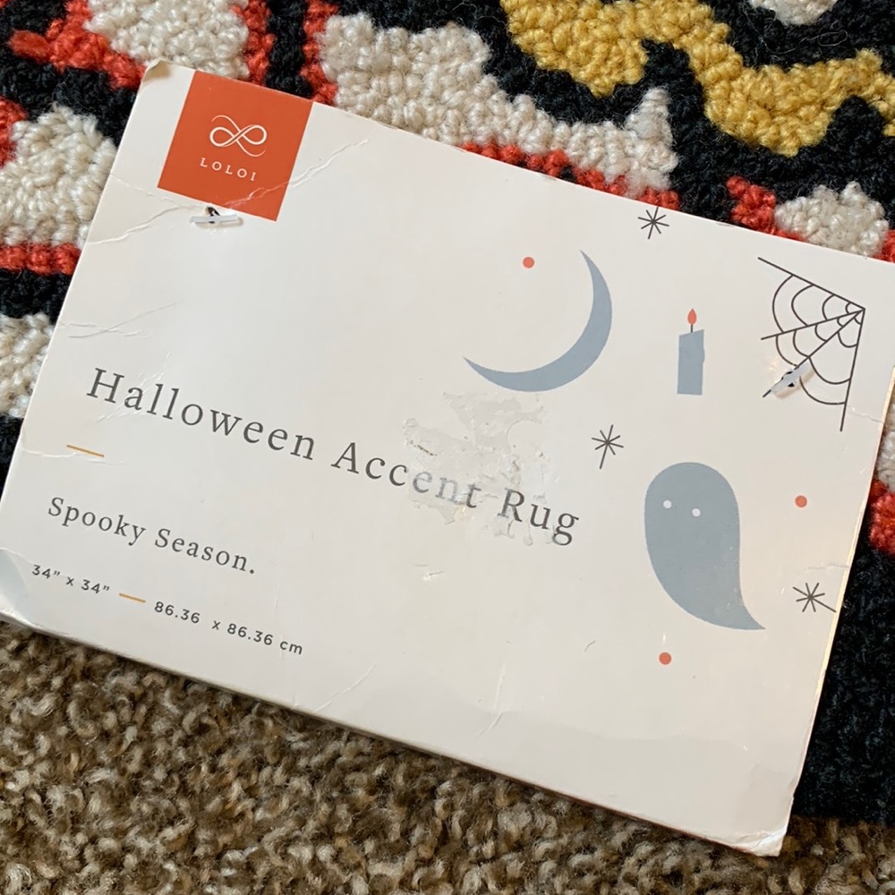 NWT SKULL HOOKED 100% POLYESTER THROW BATHROOM HOUSE RUG BLACK/COLORFUL 34”x34” - Picture 7 of 16